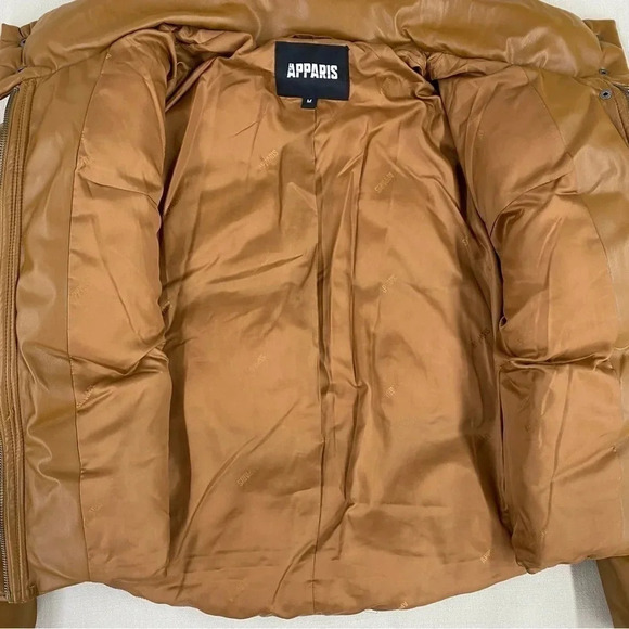 Free People Apparis Jemma Puffer Jacket Bomber Coat in Cognac Brown - Picture 7 of 11